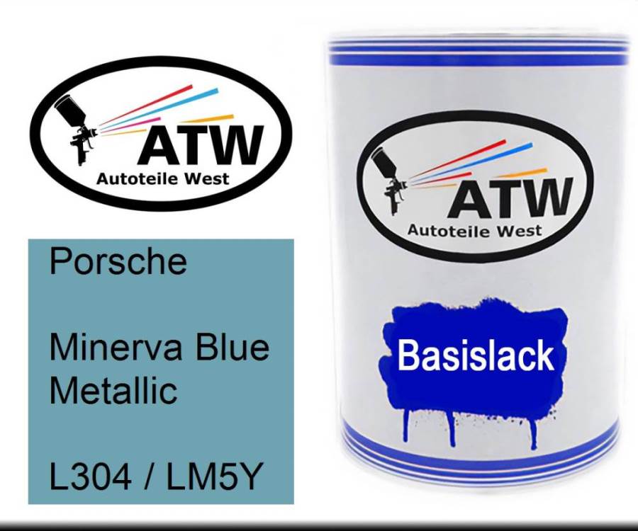 Porsche, Minerva Blue Metallic, L304 / LM5Y: 500ml Lackdose, von ATW Autoteile West.